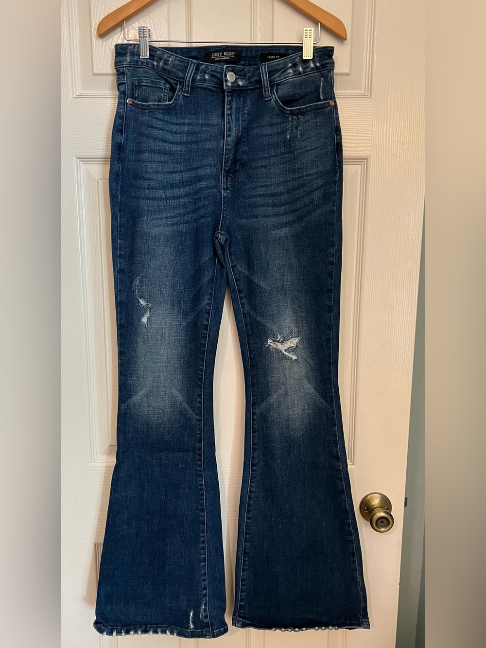 Judy Blue Judy Blue High Rise Flare Jeans Distressed Dark Wash Size 11/30